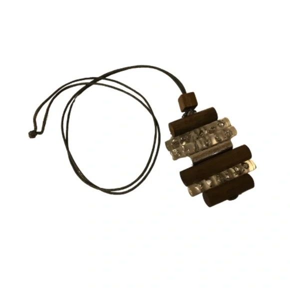 Geometric Minimalist Wood Pendant Necklace - Picture 3 of 3